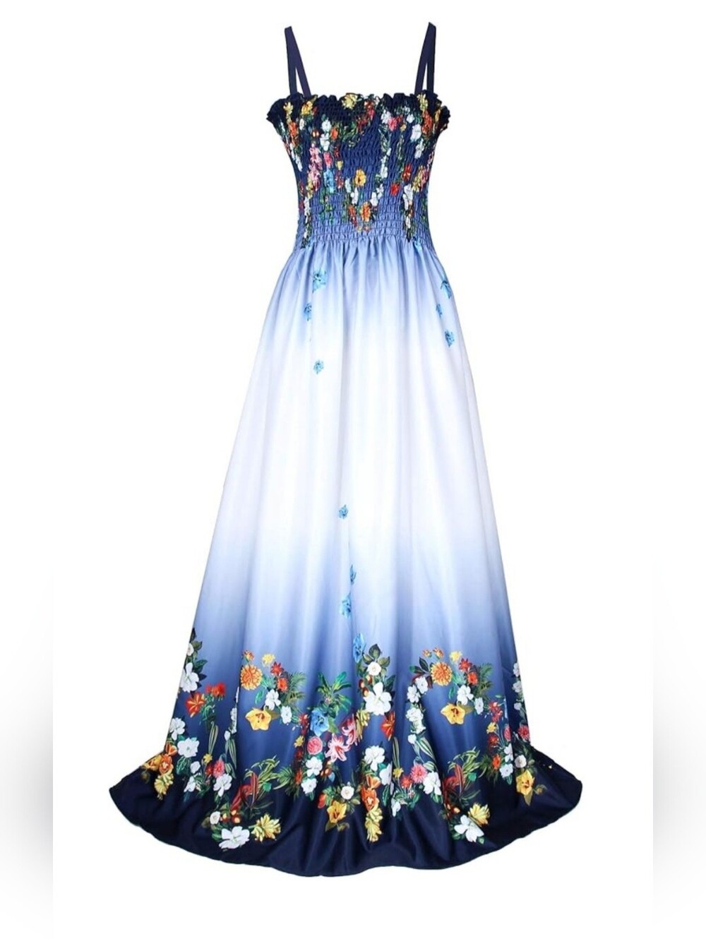 Smocked Floral Ombre Fairycore Chic Resosortwear Maxi Dress Sz 3XL